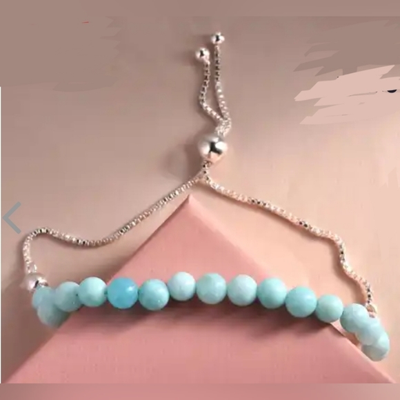 Blue Opal Beaded Bolo Bracelet in Platinum / Sterling Silver 13.90 cwt - Picture 3 of 6